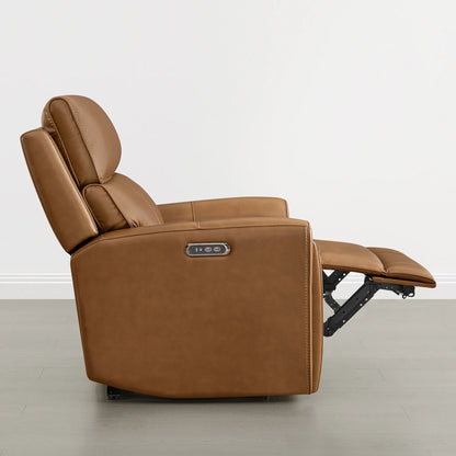 Libonet Modern Genuine Leather Reclining Sofa with Power Headrest