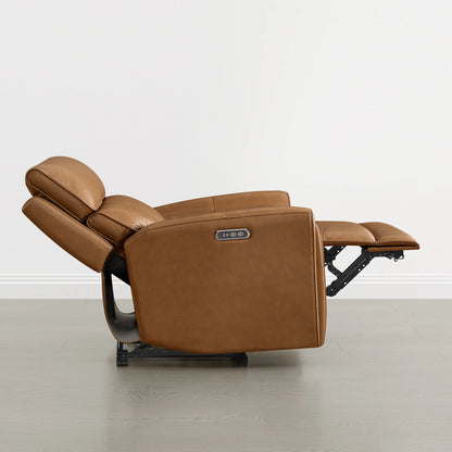 Libonet Modern Genuine Leather Reclining Sofa with Power Headrest