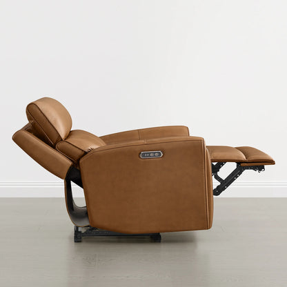 Libonet Modern Genuine Leather Reclining Sofa with Power Headrest