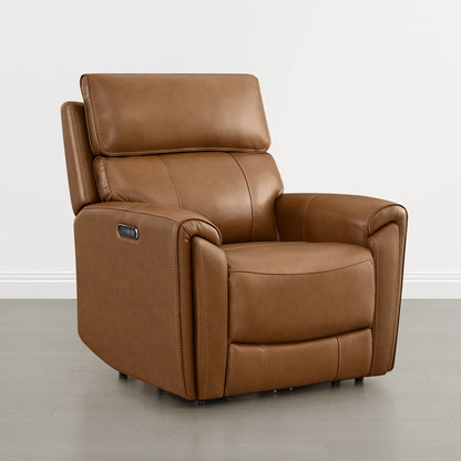 Libonet Modern Genuine Leather Reclining Sofa with Power Headrest