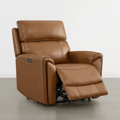 Libonet Modern Genuine Leather Reclining Sofa with Power Headrest