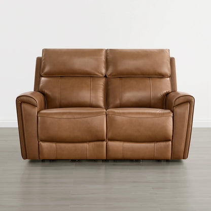 Libonet Modern Genuine Leather Reclining Sofa with Power Headrest