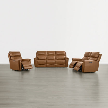 Libonet Modern Genuine Leather Reclining Sofa with Power Headrest