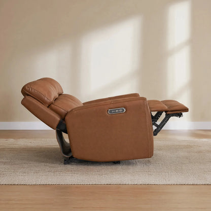 Libonet Modern Genuine Leather Reclining Sofa with Power Headrest