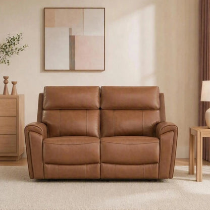 Libonet Modern Genuine Leather Reclining Sofa with Power Headrest