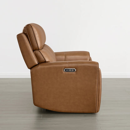 Libonet Modern Genuine Leather Reclining Sofa with Power Headrest