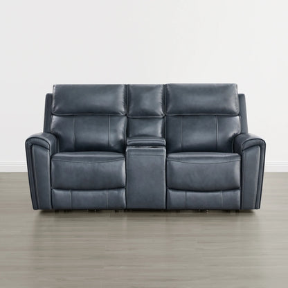 Libonet Modern Genuine Leather Reclining Sofa with Power Headrest