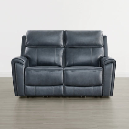 Libonet Modern Genuine Leather Reclining Sofa with Power Headrest