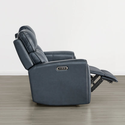 Libonet Modern Genuine Leather Reclining Sofa with Power Headrest