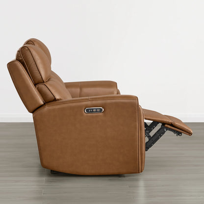 Libonet Modern Genuine Leather Reclining Sofa with Power Headrest