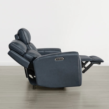 Libonet Modern Genuine Leather Reclining Sofa with Power Headrest