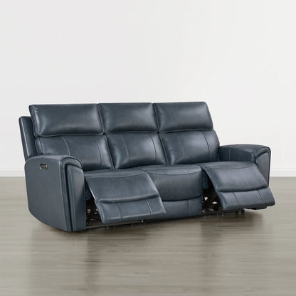 Libonet Modern Genuine Leather Reclining Sofa with Power Headrest