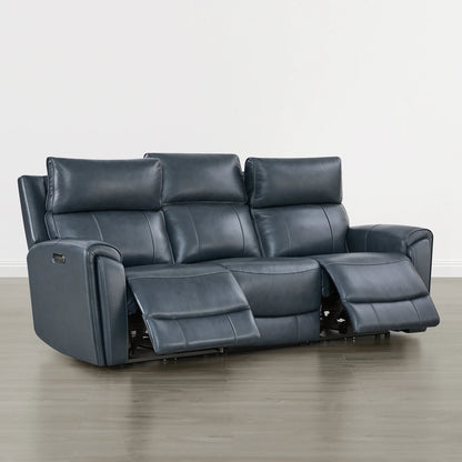 Libonet Modern Genuine Leather Reclining Sofa with Power Headrest