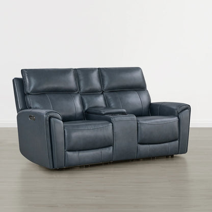 Libonet Modern Genuine Leather Reclining Sofa with Power Headrest
