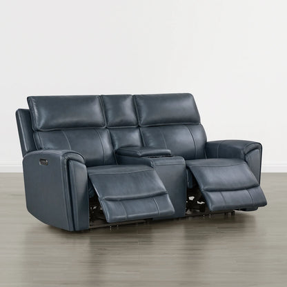 Libonet Modern Genuine Leather Reclining Sofa with Power Headrest