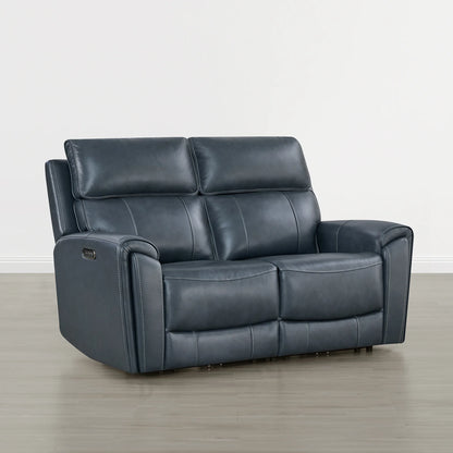 Libonet Modern Genuine Leather Reclining Sofa with Power Headrest