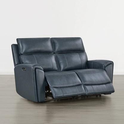 Libonet Modern Genuine Leather Reclining Sofa with Power Headrest