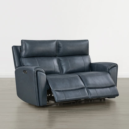 Libonet Modern Genuine Leather Reclining Sofa with Power Headrest