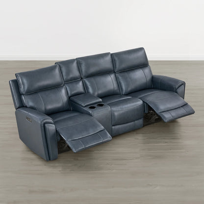 Libonet Modern Genuine Leather Reclining Sofa with Power Headrest