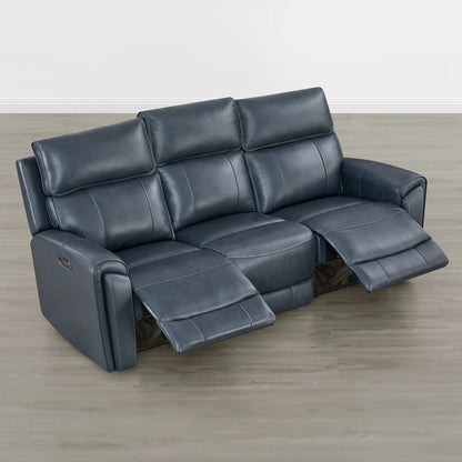 Libonet Modern Genuine Leather Reclining Sofa with Power Headrest