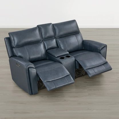 Libonet Modern Genuine Leather Reclining Sofa with Power Headrest