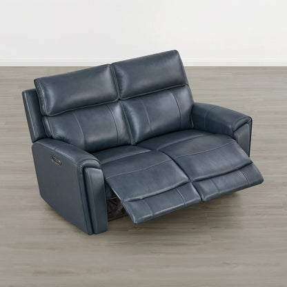 Libonet Modern Genuine Leather Reclining Sofa with Power Headrest