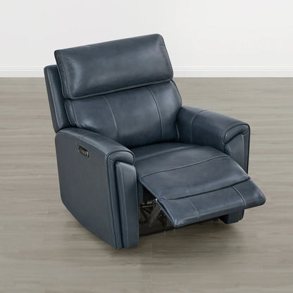 Libonet Modern Genuine Leather Reclining Sofa with Power Headrest