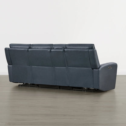 Libonet Modern Genuine Leather Reclining Sofa with Power Headrest