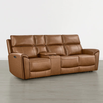 Libonet Modern Genuine Leather Reclining Sofa with Power Headrest