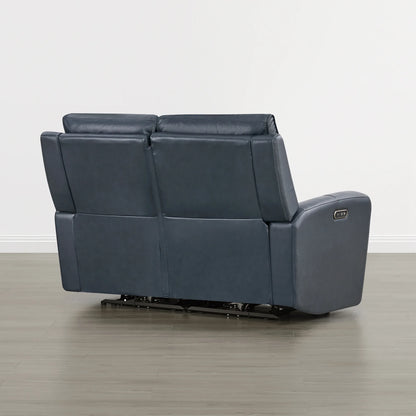 Libonet Modern Genuine Leather Reclining Sofa with Power Headrest
