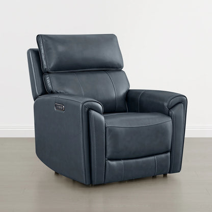 Libonet Modern Genuine Leather Reclining Sofa with Power Headrest