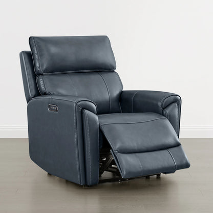 Libonet Modern Genuine Leather Reclining Sofa with Power Headrest