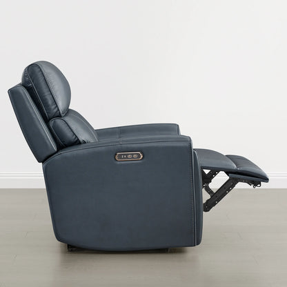 Libonet Modern Genuine Leather Reclining Sofa with Power Headrest