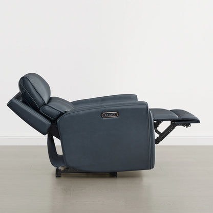 Libonet Modern Genuine Leather Reclining Sofa with Power Headrest