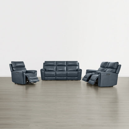 Libonet Modern Genuine Leather Reclining Sofa with Power Headrest
