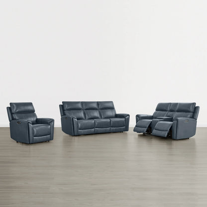 Libonet Modern Genuine Leather Reclining Sofa with Power Headrest