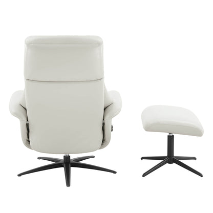 Leslie Genuine Leather Swivel Reclining Chair & Ottoman
