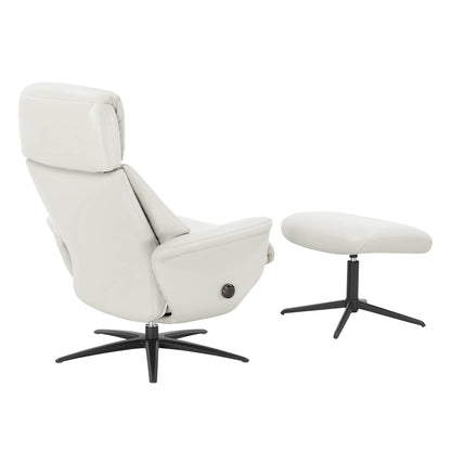 Leslie Genuine Leather Swivel Reclining Chair & Ottoman
