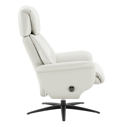 Leslie Genuine Leather Swivel Reclining Chair & Ottoman