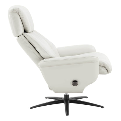 Leslie Genuine Leather Swivel Reclining Chair & Ottoman