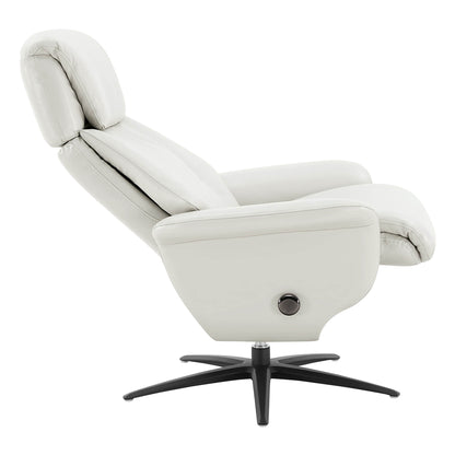 Leslie Genuine Leather Swivel Reclining Chair & Ottoman