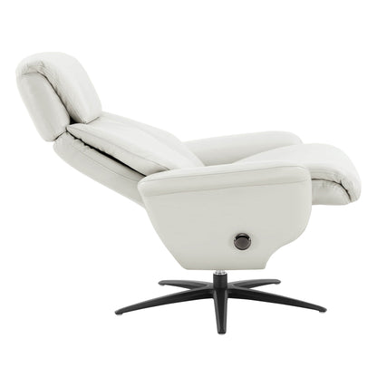 Leslie Genuine Leather Swivel Reclining Chair & Ottoman