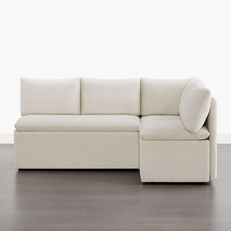 Lila L-shaped minimalist beige banquette sofa with storage
