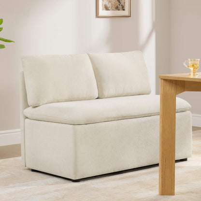 Lila Minimalist Built-in Storage Dining Banquette Bench