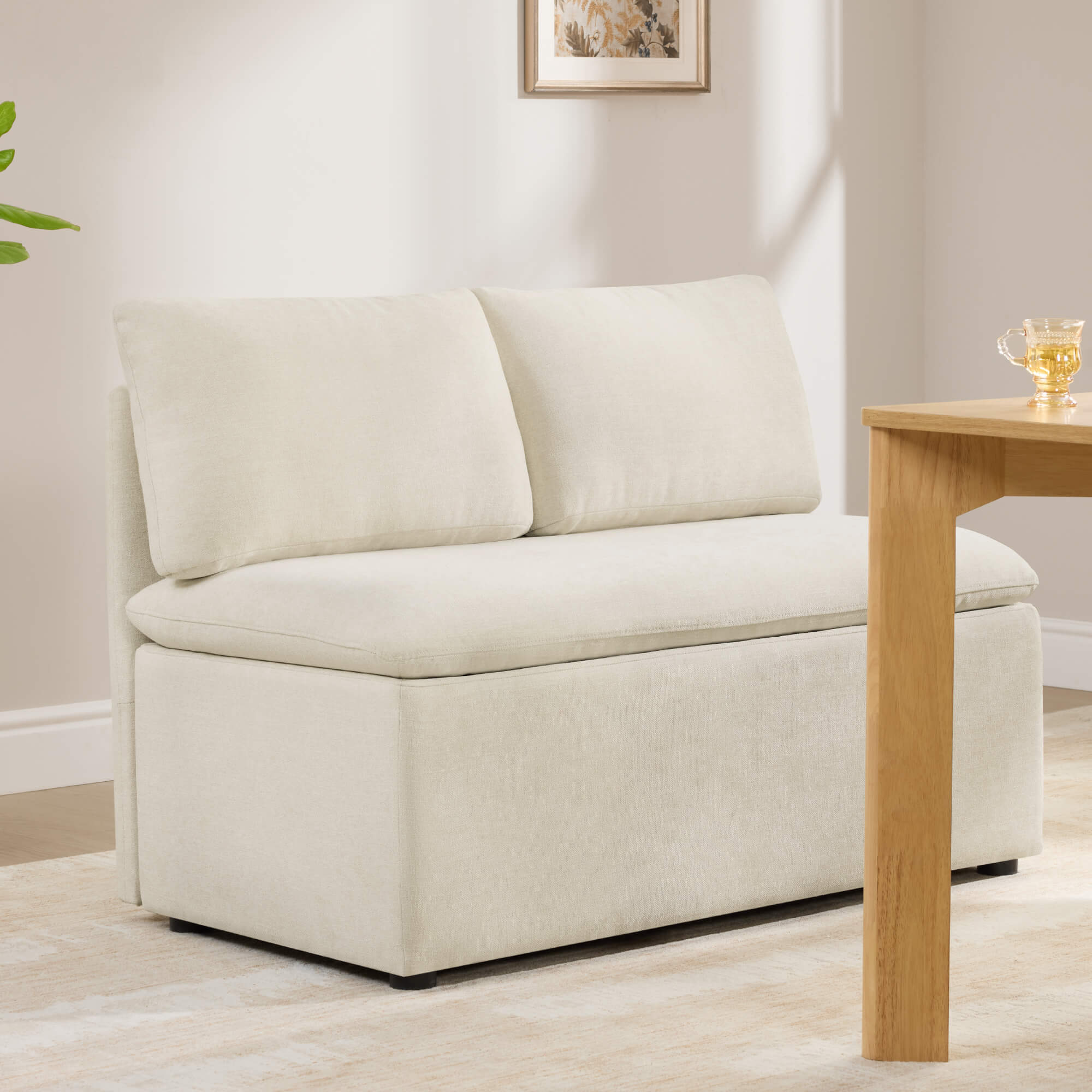 Lila Minimalist Built-in Storage Dining Banquette Bench