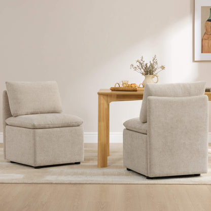 Lila Minimalist Armless Dining Chair with Storage