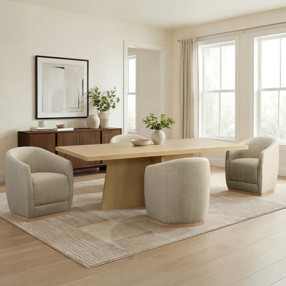 Mateo Curved Plush Rolling Dining Chair (Set of 2）