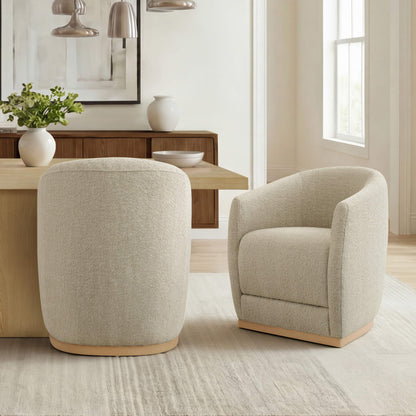 Mateo Curved Plush Rolling Dining Chair (Set of 2）