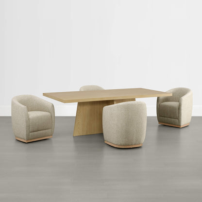 Mateo Curved Plush Rolling Dining Chair (Set of 2）