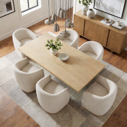 Mateo Curved Plush Rolling Dining Chair (Set of 2）